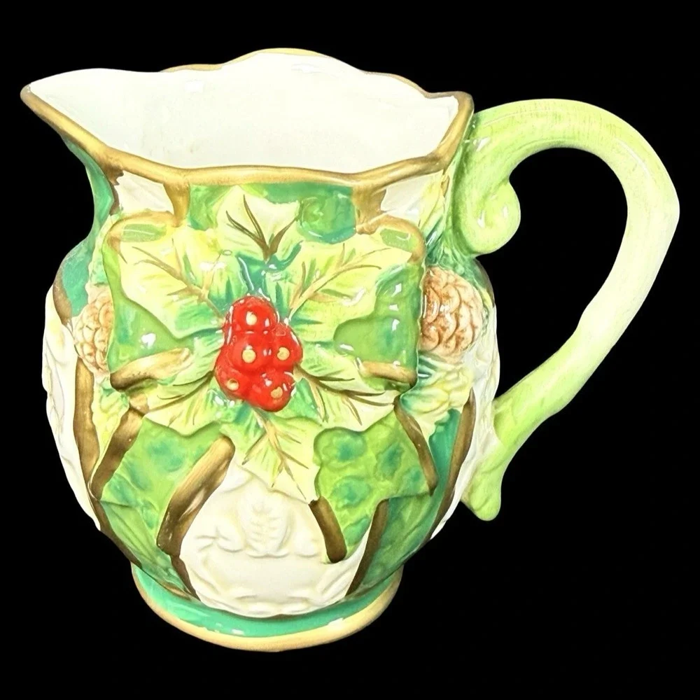 Cosmos Emerald Holiday Holly Berry Christmas Gold Entertainment‎ Teapot Set of 3